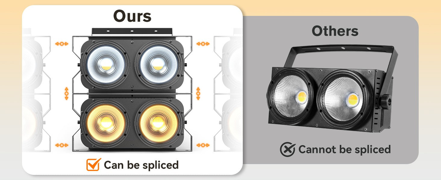 U'King 4PCS 200W LED 2IN1 COB Par Light DMX Cool&Warm White Lighting Stage Light 2 Eyes LED Blinder Light for DJ Party Wedding