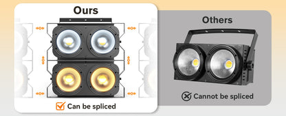U'King 4PCS 200W LED 2IN1 COB Par Light DMX Cool&Warm White Lighting Stage Light 2 Eyes LED Blinder Light for DJ Party Wedding