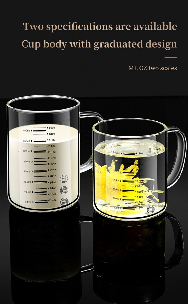 Y-244 Copo de Leite Caneca de Café Copo Medidor Graduado com Alça de Vidro Borossilicato Copos Medidores de Qualidade Alimentar Multifuncionais