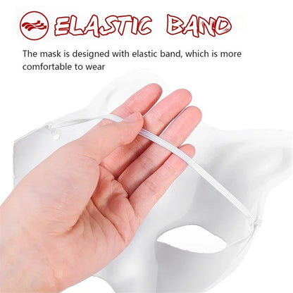 1-10pcs Japanese Mask Paper Blank Mask Halloween Cosplay Cat DIY Paintable Half Face Mask Animal Costume Party Decor Craft Prop