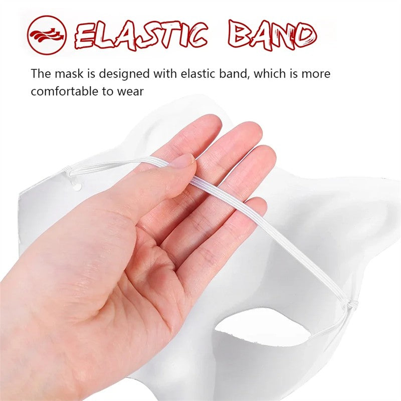 1-10pcs Japanese Mask Paper Blank Mask Halloween Cosplay Cat DIY Paintable Half Face Mask Animal Costume Party Decor Craft Prop