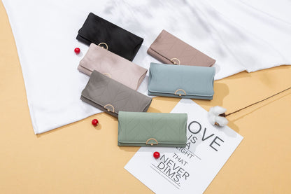 PU Fashion Long Women's Wallet Fashion Buckle New Handbag Large Capacity Fresh Wallet Wallet