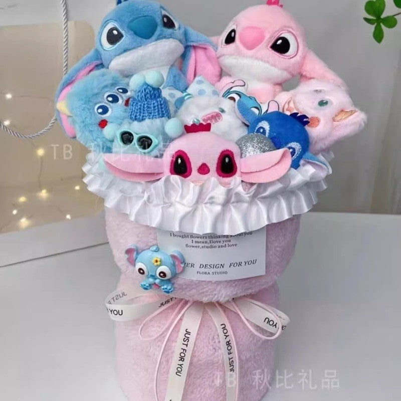 Buquê de Bonecas Criativas Lilo & Stitch da Disney, Presentes de Dia dos Namorados para Amigas com Presentes de Aniversário Lindo.