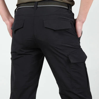 Calça Cargo Tática Masculina de Verão Leve Casual Impermeável Calça Casual Resistente ao Desgaste Multibolsos para Caminhada ao Ar Livre