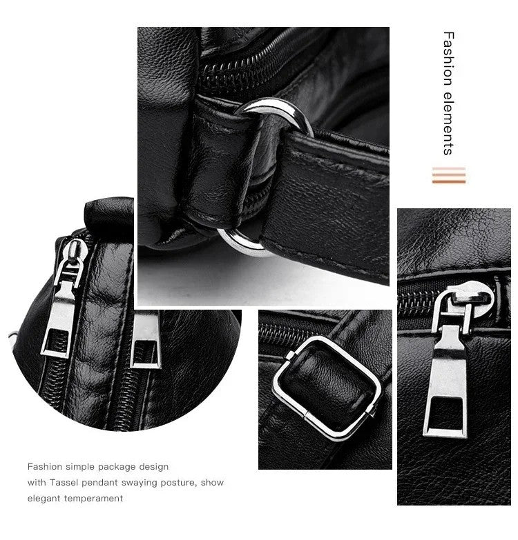 Fashion Soft Leather Crossbody Bags for Women 2025 Casual Female Multi Pocket Messenger Bags Retro Handbags Ladies Shoulder Bags