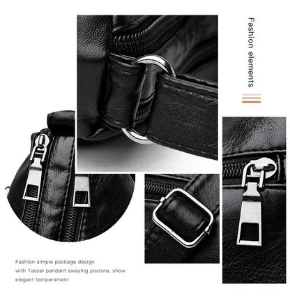 Fashion Soft Leather Crossbody Bags for Women 2025 Casual Female Multi Pocket Messenger Bags Retro Handbags Ladies Shoulder Bags