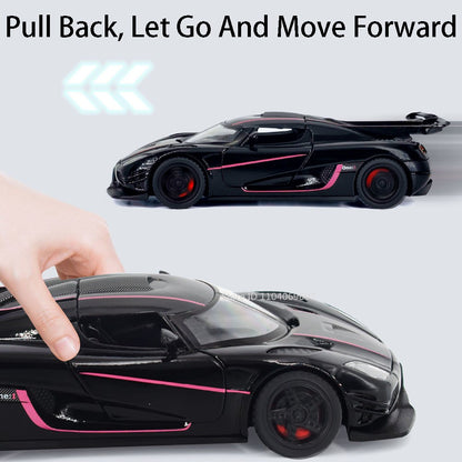 1:32 Escala ONE1 Miniatura Carro Esportivo Modelo Brinquedos Liga Fundida 4 Portas Abertas com Veículos de Corrida de Fricção para Crianças Presentes