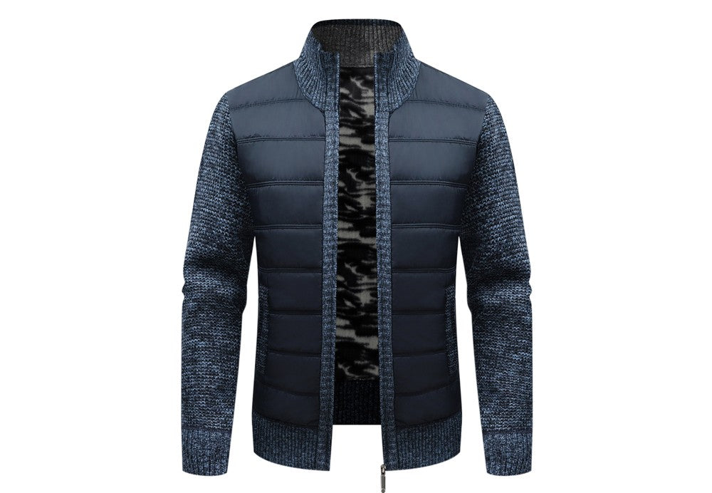 Winter Men Warm Cardigan Padded Jackets Fashion Men Fleece Lined knitwear Sweaters Cardigan Coats Men Windbreaker Knit Jacket