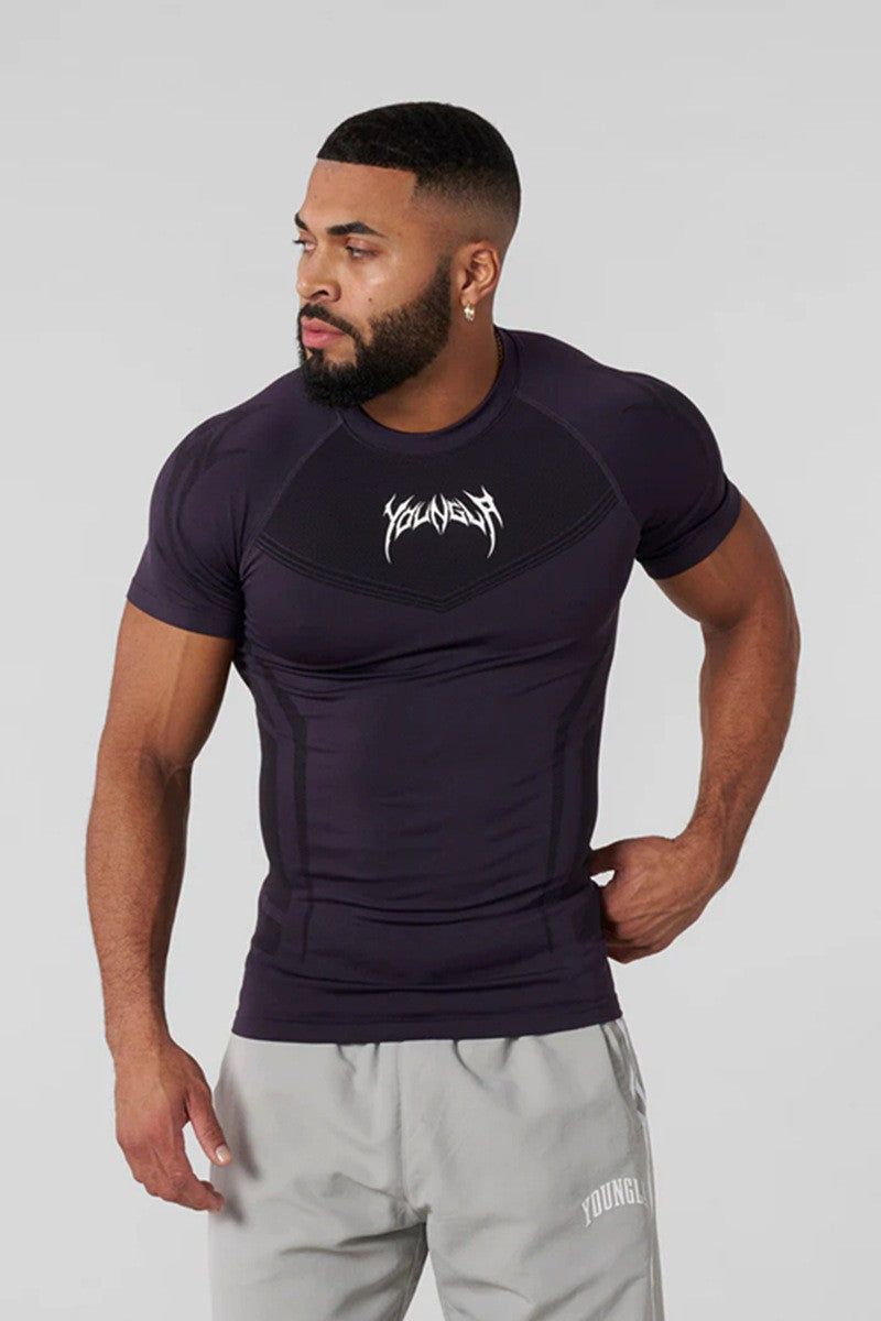 New YOUNG LA Men's Fitness Sports T-shirt Tights Men High Elastic Training Clothing Short Sleeve Tops Fitness Thirts For Men