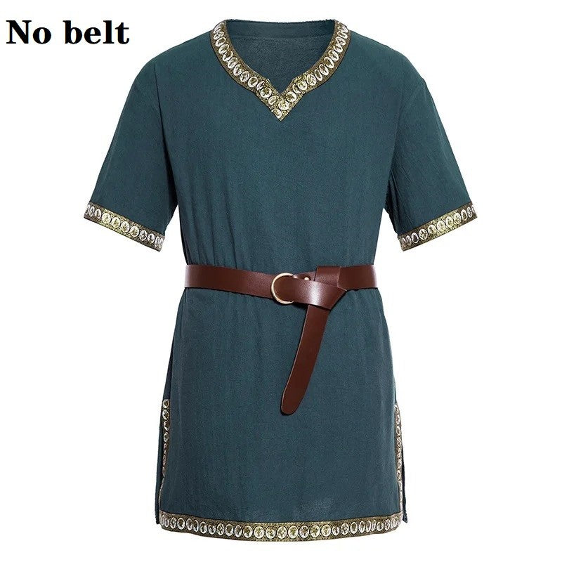 Knight Cosplay Medieval Costume Tunic Halloween Costumes for Men Adult Viking Pirate Disguise Fancy Clothing Carnival Shirts