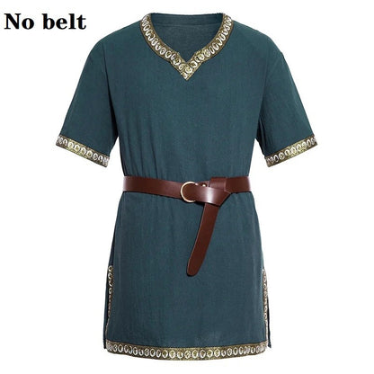 Knight Cosplay Medieval Costume Tunic Halloween Costumes for Men Adult Viking Pirate Disguise Fancy Clothing Carnival Shirts