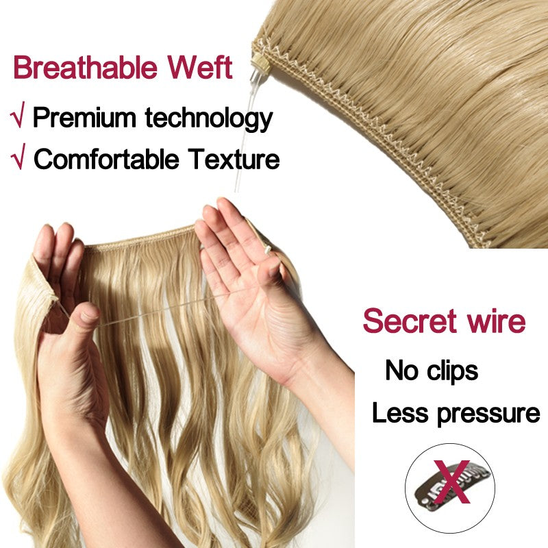 BENEHAIR Cabelo Sintético com Fio Invisível Sem Clipes Extensões de Cabelo Linha Secreta de Pesca Apliques de Cabelo Falso Para Mulheres