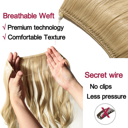 BENEHAIR Cabelo Sintético com Fio Invisível Sem Clipes Extensões de Cabelo Linha Secreta de Pesca Apliques de Cabelo Falso Para Mulheres