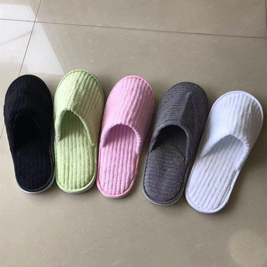 5 Pairs/Lot Mix Colors Men Women Disposable Hotel Slippers Cotton Slides Home Travel SPA Slipper Hospitality Cheap Footwear