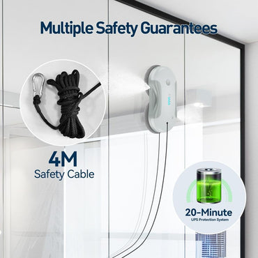 Robô de limpeza, robô limpador de janelas inteligente de 5800Pa com pulverizador de água duplo de 80ml, com planejamento de percurso e detecção de bordas para uso interno