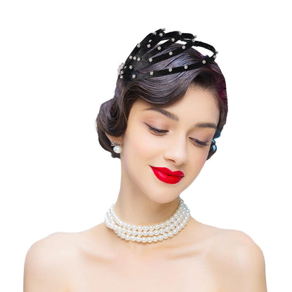 Fascinator Azul Royal com Pérolas Falsas - Elegante Toucado de Casamento, Chapéus Derby para Mulheres, Eventos de Coquetel, Chá e Igreja