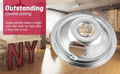 W10196405 W10196406 Stove Burner Drip Pans for Electric Stove Top-Compatible with Whirlpool Electric Range-Thickening to Prevent