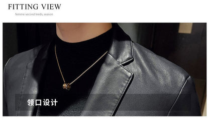 Fashion Men's Casual Leather Dress Suit Coat Male Fashion Business Casual Pu Blazers Jacket Casual Blazer Jackets Man Outerwear