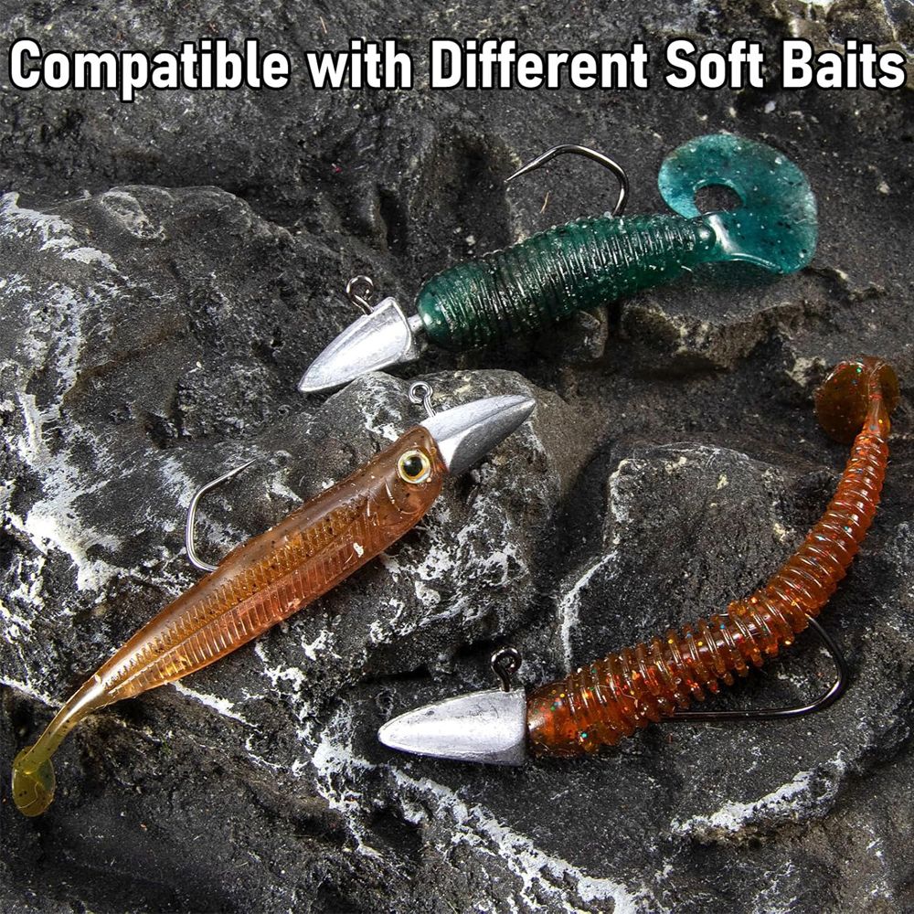 5 anzóis com cabeça triangular 3,5g 5g 7g 10g 21g 35g Anzol tipo barco Equipamento de pesca Texas Rig Pesca Chumbada Pesca Isca Artificial