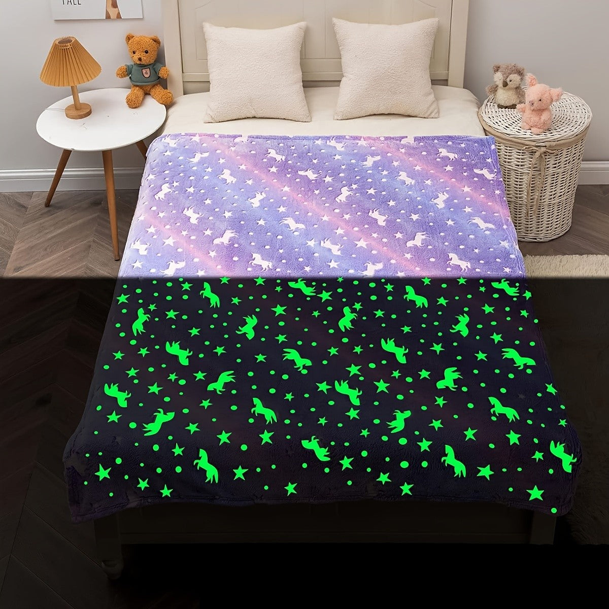 1 cobertor luminoso Pegasus gradiente roxo, cobertor macio e confortável de flanela de lã para dormir, cobertor de escritório