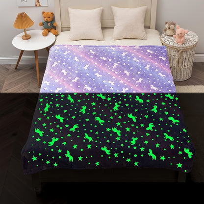 1 cobertor luminoso Pegasus gradiente roxo, cobertor macio e confortável de flanela de lã para dormir, cobertor de escritório