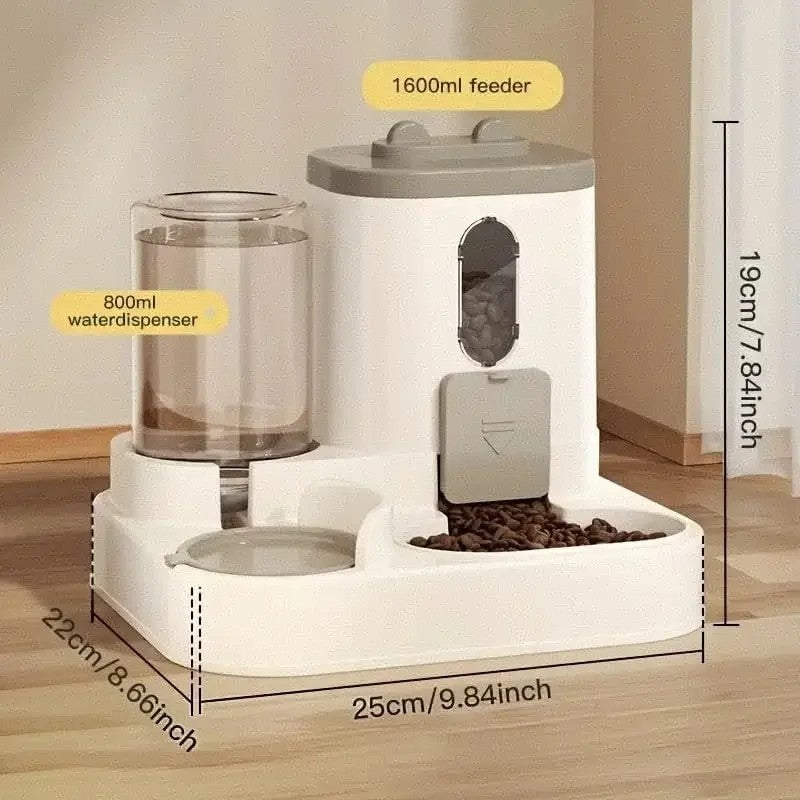 Conjunto Comedouro e Bebedouro Automático para Cães e Gatos: Design por Gravidade, À Prova de Vazamento, À Prova de Derrame, Antiderrapante, Fácil de Limpar, Tigela de Comida Embutida