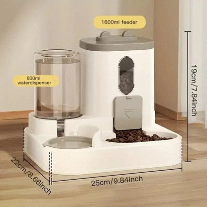 Conjunto Comedouro e Bebedouro Automático para Cães e Gatos: Design por Gravidade, À Prova de Vazamento, À Prova de Derrame, Antiderrapante, Fácil de Limpar, Tigela de Comida Embutida
