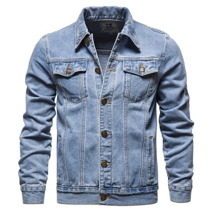 Men Denim Coat Casual Coats Turn Down Collar Full Sleeve Jackets Single Breasted Regular Pocket Button Jacket Splice Autumn