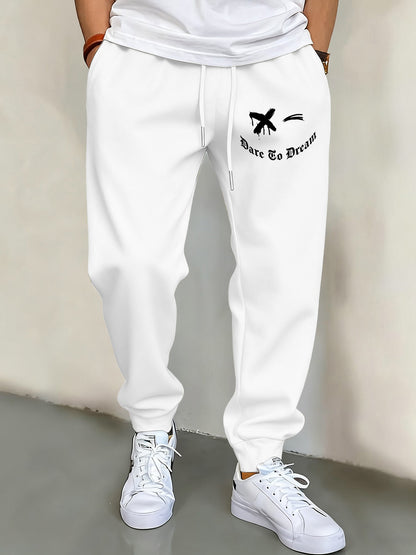We Will Dare To Dream Design Men'S Elastic Waist Pants Jogger Fleece Drawstring Long Pant Fashion Casual Male Sports Sweatpants
