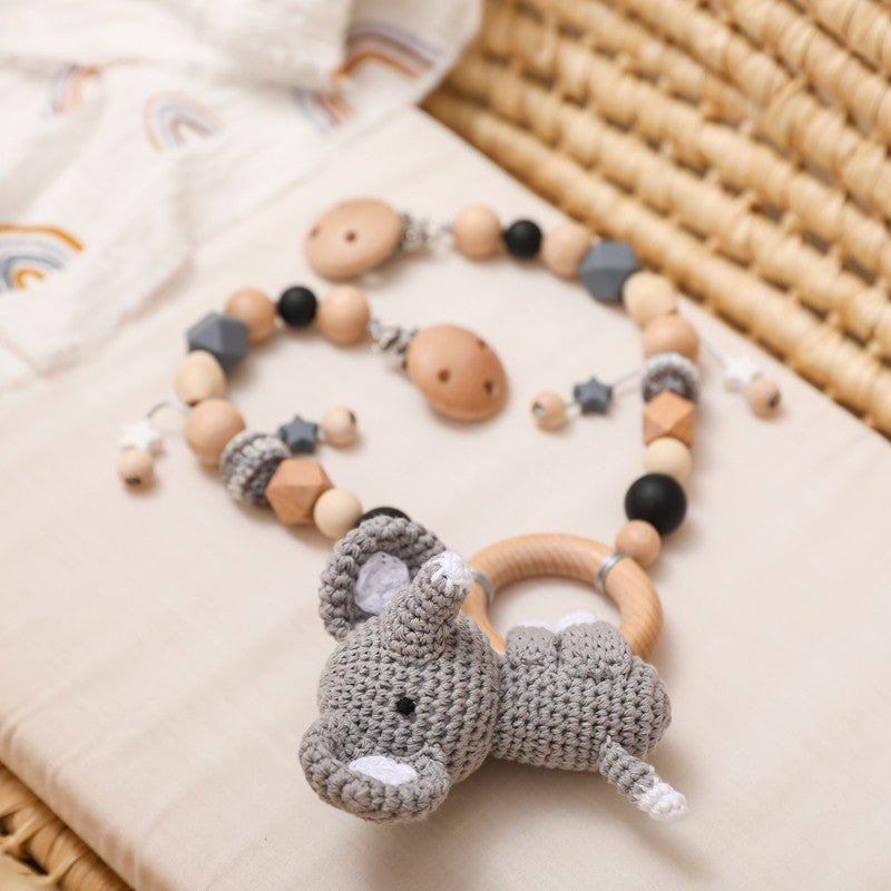 Baby Crochet Stroller Toys Wooden Hanging Ocean Stroller Teething Rattle Bell Animal Mobiles Gym Stroller Pendants Gifts Toys