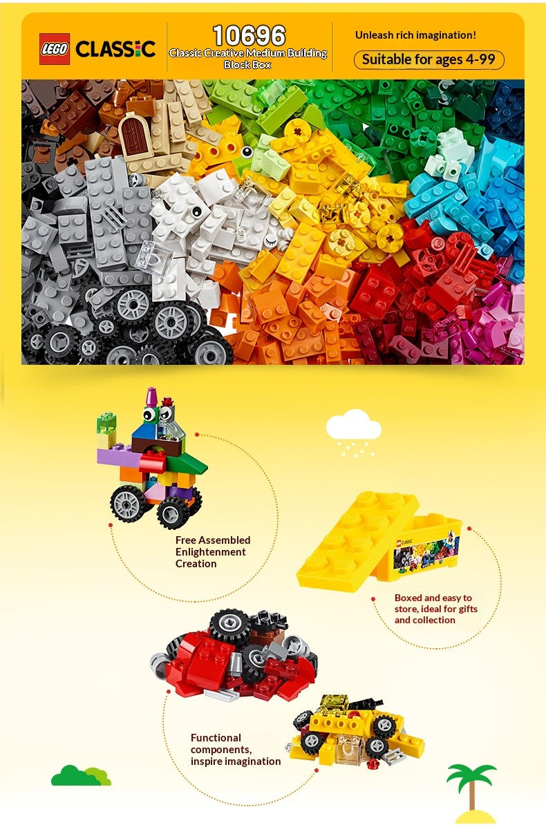 LEGO Classic Creative Series 10696 Classic Creative Medium Block Box 10714 Brinquedo de Presente Montado Fundo Azul