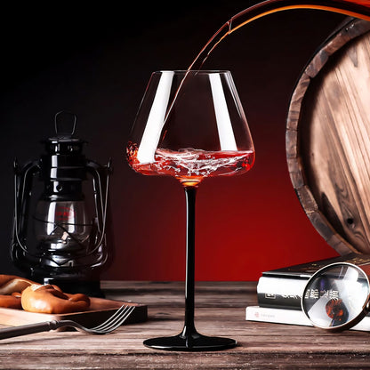 Copo de vidro transparente com base preta e pé alto, taça de champanhe criativa, taças de vinho, copo de coquetel, utensílios de vinho domésticos