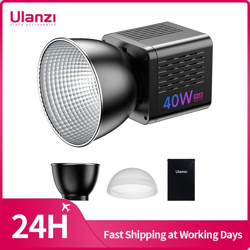 Ulanzi L024 Luz de Vídeo RGB 40W 2500-6500K Bicolor 0-359° Luz COB RGB Mini Montagem Bowens Luz de Preenchimento 3400mAh Luz COB
