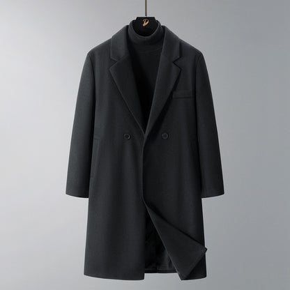 2025 New Men's Knee-Length Wool Blend Overcoat | Korean Style Loose Fit Trench Coat A/W Season | Plus Size Casual Fashion