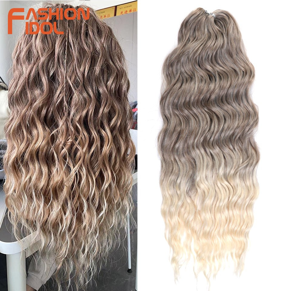 FASHION IDOL Cabelo de Crochê Torção Laranja Extensões de Cabelo Trançado de Onda Profunda Sintética Cabelo Onda de Água 24 Polegadas Fibra Resistente ao Calor