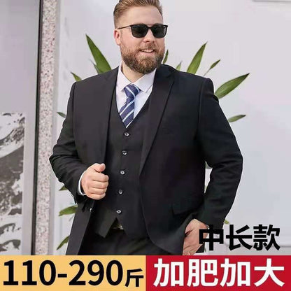 9XL Men's Korean Suit Male Jacket Dad's Business Suit For Middle-aged Formal Dress Fattened Blazer Coat Men Nightclub Black Navy