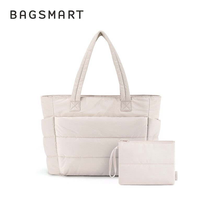 BAGSMART Women's Tote Bag Simple Travel Bag Casual Commuting Messenger Handbag Student College Shoulder Bag