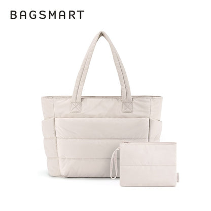 BAGSMART Women's Tote Bag Simple Travel Bag Casual Commuting Messenger Handbag Student College Shoulder Bag