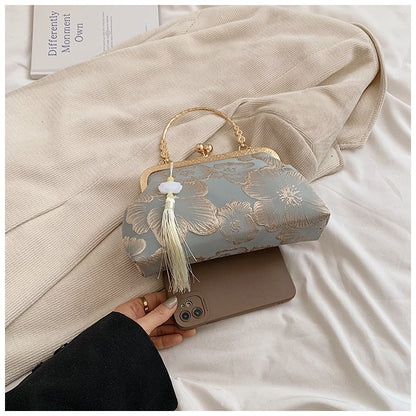 Chinese Style Embroidered Shoulder Bag Elegant Handbag Retro Small Square Bag Wedding Party Luxury Designer Women Evening Clutch