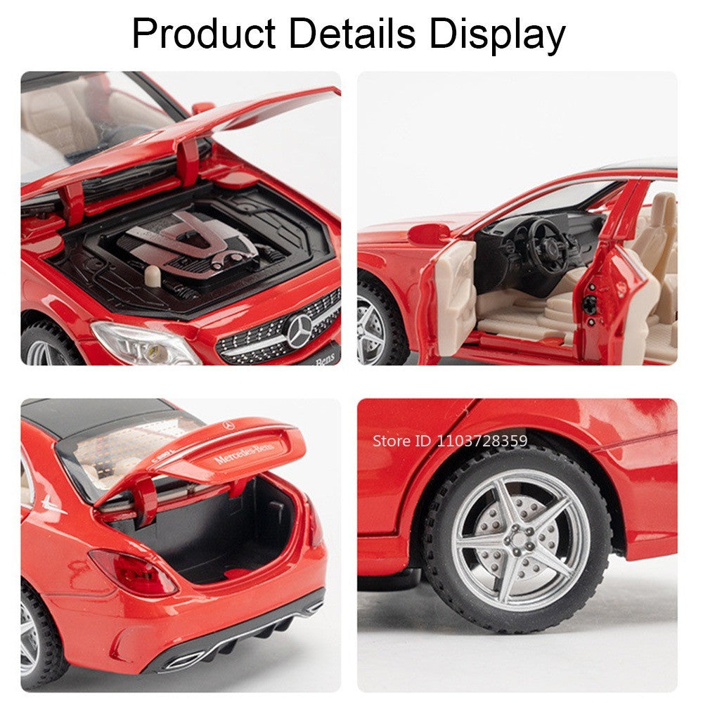 1:32 S650 C260 Modelo de Carro de Brinquedo em Miniatura Liga Fundida com Som Luz Portas Abertas Veículo de Simulação de Fricção Brinquedos para Presentes de Meninos