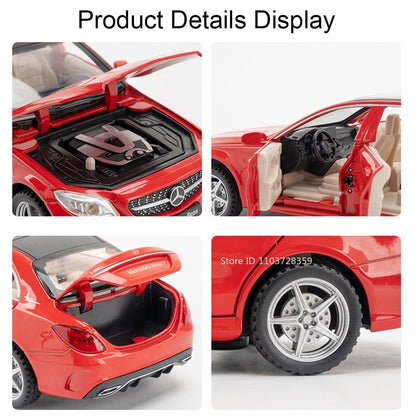 1:32 S650 C260 Modelo de Carro de Brinquedo em Miniatura Liga Fundida com Som Luz Portas Abertas Veículo de Simulação de Fricção Brinquedos para Presentes de Meninos