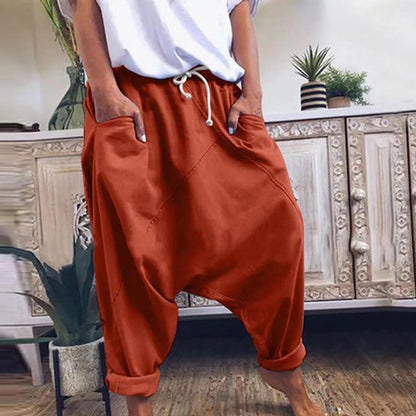 Women's Casual Harem Crotch Pants, Fashionable Lace-up Harem Pants, Women Trousers, Oversized Hip-hop Streetwear Woman