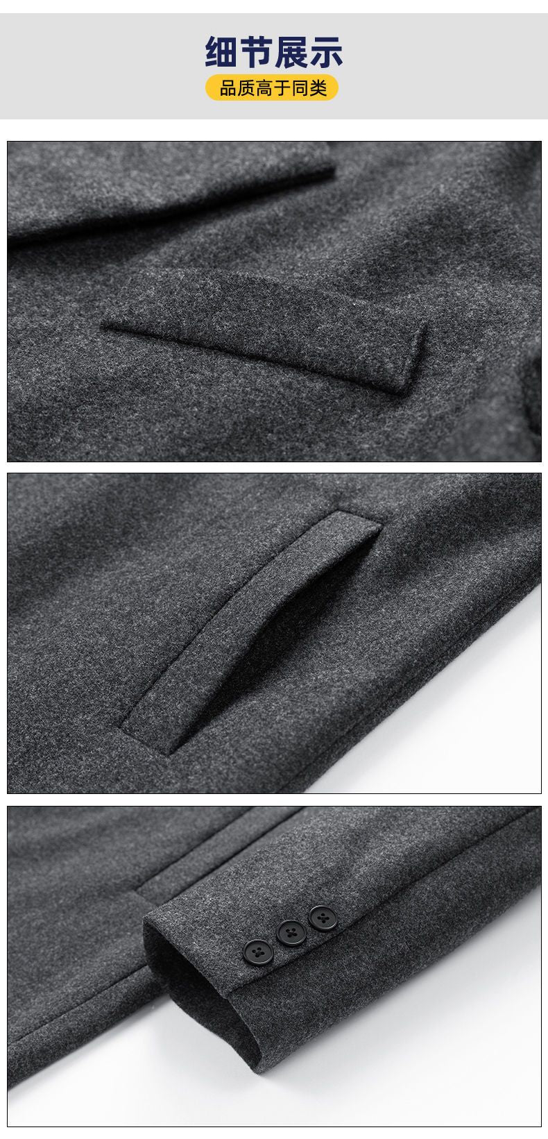 2025 New Men's Knee-Length Wool Blend Overcoat | Korean Style Loose Fit Trench Coat A/W Season | Plus Size Casual Fashion