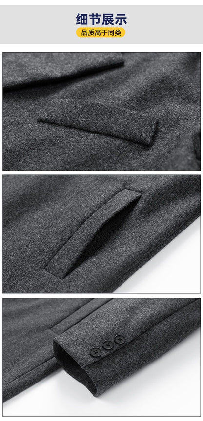 2025 New Men's Knee-Length Wool Blend Overcoat | Korean Style Loose Fit Trench Coat A/W Season | Plus Size Casual Fashion