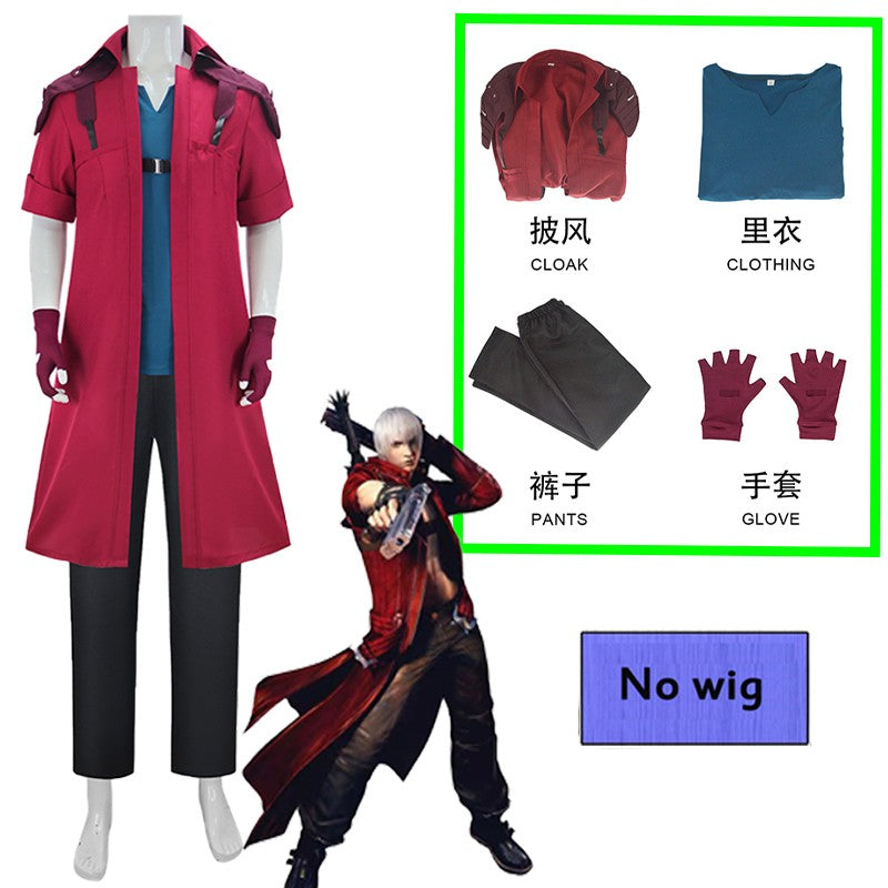 Devil May Cry 5 Dante Cosplay Costume Game DMC 5 Dante Wig Windbreaker Gloves Top Pants Disguise Suits Party Fantasia Outfits