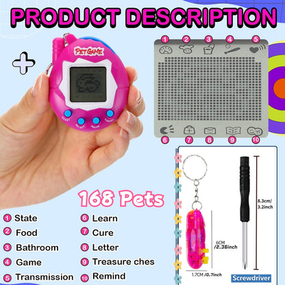 64-6PCS Virtual Pet Keychain Tamagotchi Electronic Toys for kids Video Game Party Favors Birthday Gifts School Classroom Prizes