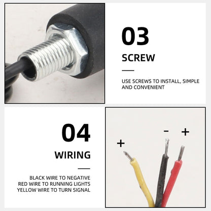 2 Peças Lâmpada de Guidão LED para Moto, Luzes de Condução com Seta, Luz de Seta, Luz de Freio, Sinalizador Piscante, Luz de Parada, Luz de Estacionamento