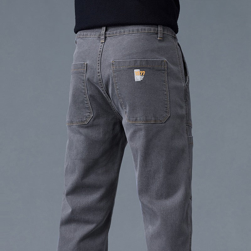 Fashion Print Six-Pocket Jeans Small Straight Cut Style Men's Casual Comfortable Fit Clothing