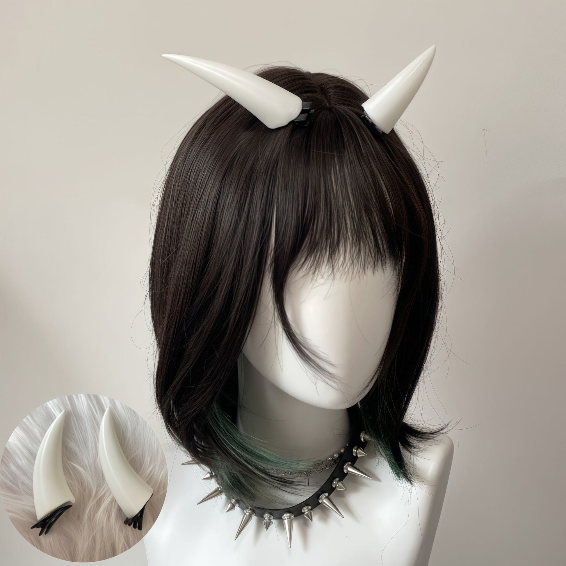 10/14/18cm Halloween Hair Clip White Punk Demon Horn Hairpin Gothic Party Cosplay Costume Pin Hairpins Costume Horn Accessories