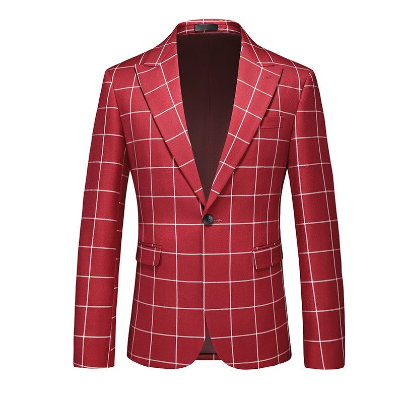 Single Breasted Plaid Suit Men's Clothing Fashion Simple Men Business Social Wedding Party Tuxedo Dress Blazers Jacket